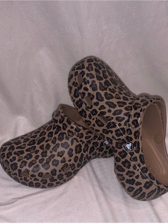 CROCS Shoes - CROCS Leopard Print Brown & Black Classic Clog Mules